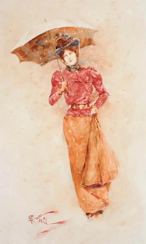 Giovane donna con un ombrello